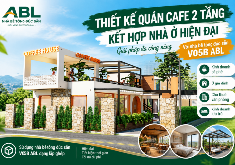 Thiết Kế Quán Cafe 2 Tầng Kết Hợp Nhà Ở Hiện Đại | ABL