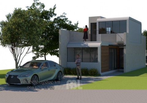 Thiết kế nhà mặt tiền 5m sâu 20m bằng nhà bê tông đúc sẵn ABL