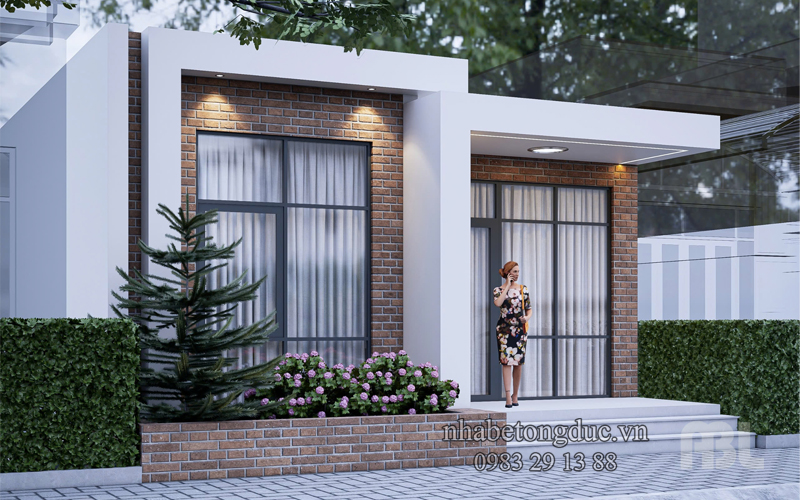 thiết kế ngoại thất nhà bê tông đúc ABL 2 phòng ngủ mặt tiền 7m 1