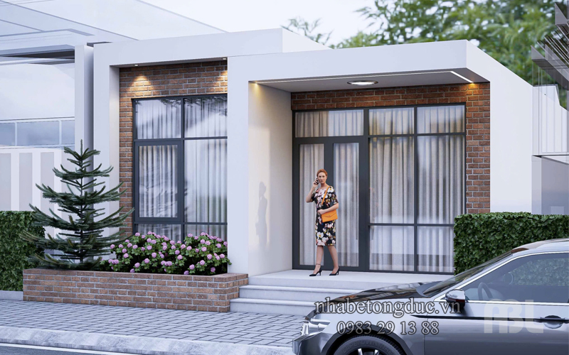 thiết kế ngoại thất nhà bê tông đúc ABL 2 phòng ngủ mặt tiền 7m 2