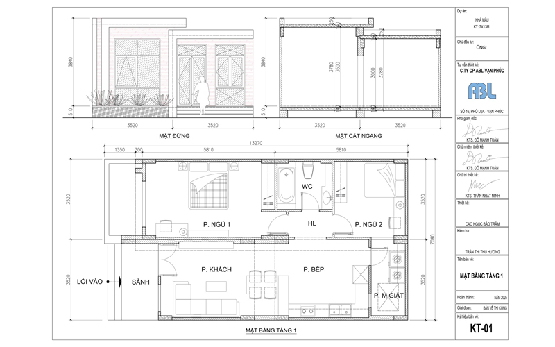 bản vẽ mặt bằng nhà 2 phòng ngủ