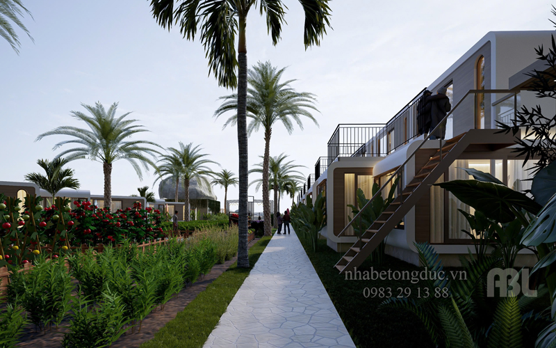 thiết kế bungalow bằng khung nhà bê tông đúc ABL