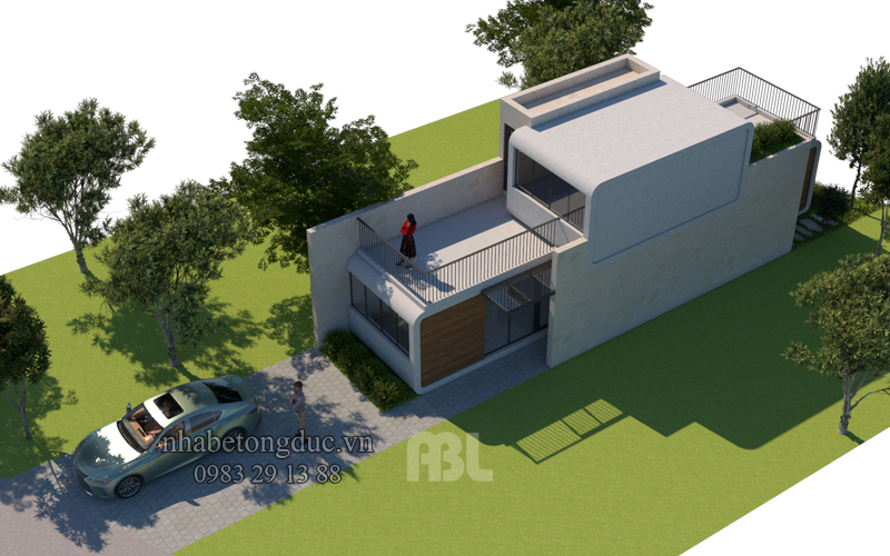 nhà mặt tiền 5m thiết kế từ các khung nhà bê tông đúc V01