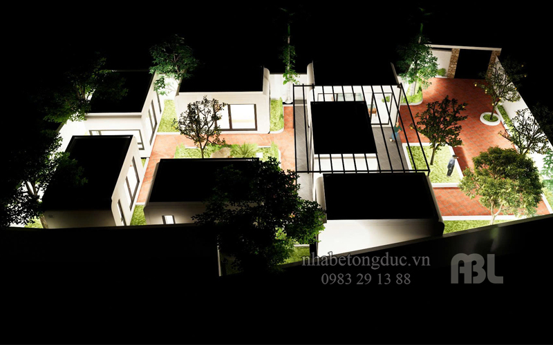 phối cảnh nhà trọ lúc về đêm
