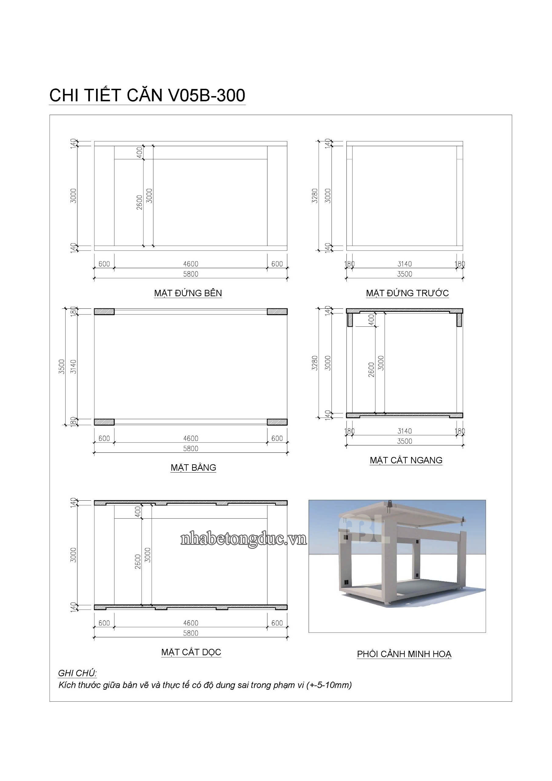 bản vẽ kích thước mẫu V05B-ABL