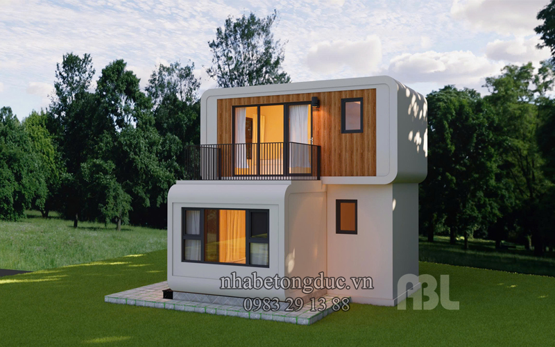 ghép chồng tầng 2 căn nhà bê tông đúc sẵn